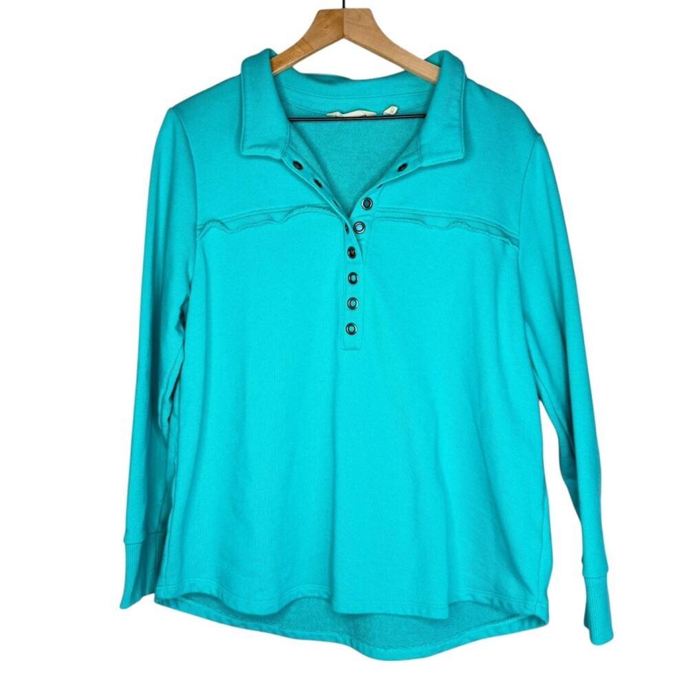 Soft Surroundings Neera French Terry Tunic Turquoise Teal Size Large
